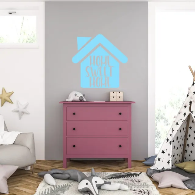 MC Living Muursticker - Home Sweet Home - 46,4 x 48 - Licht Blauw