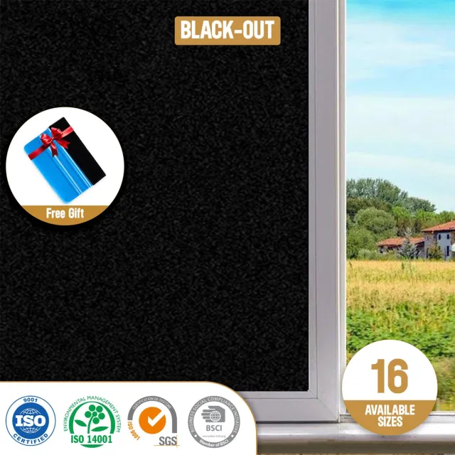 ZIA S & CO ZIA’S & CO -Raamfolie HR++90x300cm-Zonwerend & Isolerend-Anti inkijk-Statisch-Blackout -Inclusief Rakel Black-Out