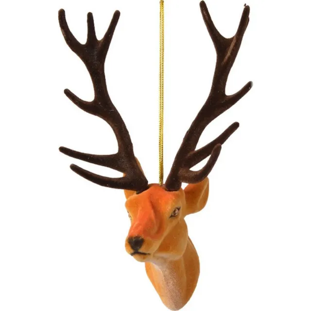 Decoris Kersthanger - rendier/hert - 13 cm - kunststof - ornament - kerstversiering - kerstboomversiering - kerstversiering Bruin