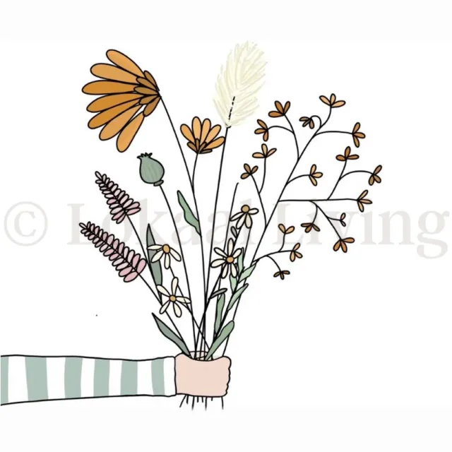 Lokaal Living a4 poster - boeket - bloemen - illustratie Multi