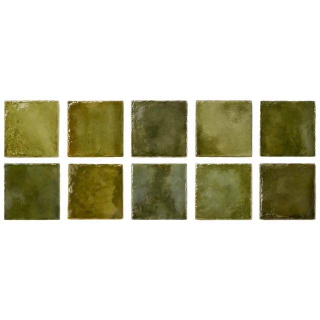 Olijfgroene Zellige Tegelstickers 15 x 15cm – Luxe Tegelstickers voor Keuken, Badkamer & Toilet
