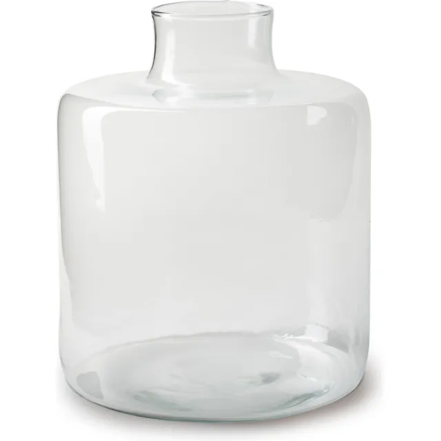 Jodeco Bloemenvaas - helder transparant - glas - 19 x 23 cm - fles vorm vaas