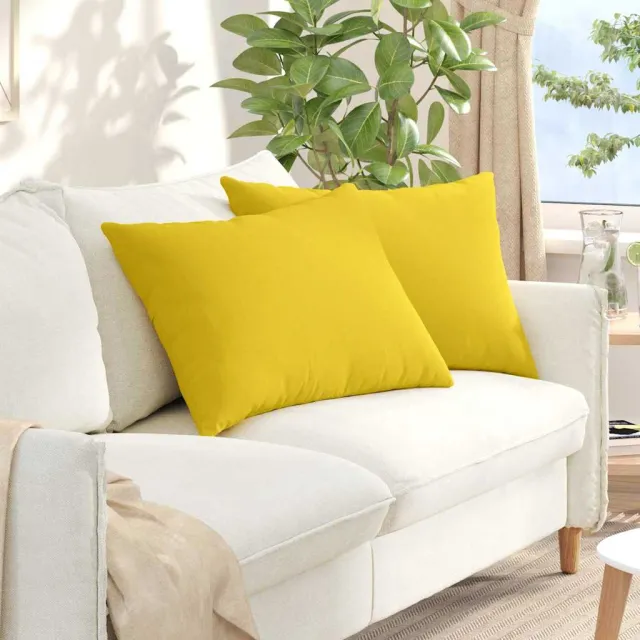 vidaXL Sofa Kussens 2 st Stof Lichtgeel 70 x 50 cm