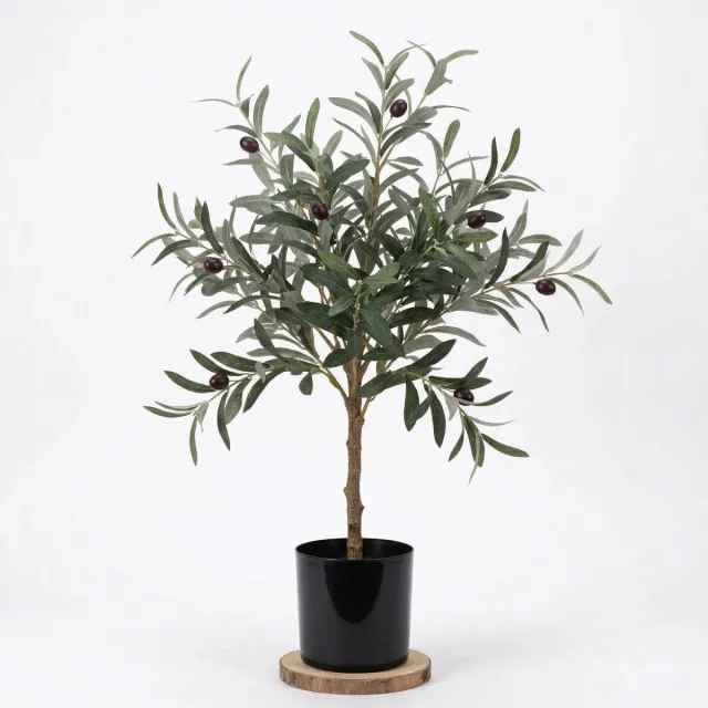Cheqo Kunstplant Olijfboom - Kunst Olijfboompje - Olijf Kunstplant - Nepplant - Kunstboom - Nep Olijfboom - voor Binnen - Mediterraan - Kantoorplant - Interieurboom - Decoratie - Sfeerplant Groen