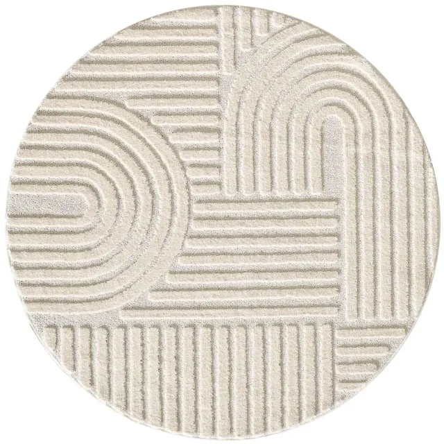 Dutch XXL Rond Japandi Vloerkleed | Tapijt | Art | Geometrisch | Crème