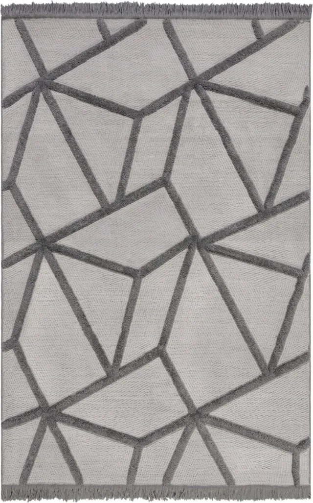 Shoulman Wonen Flair Rugs Yasmin - Vloerkleed - Laagpolig - 3D - Grijs - Tapijten Woonkamer