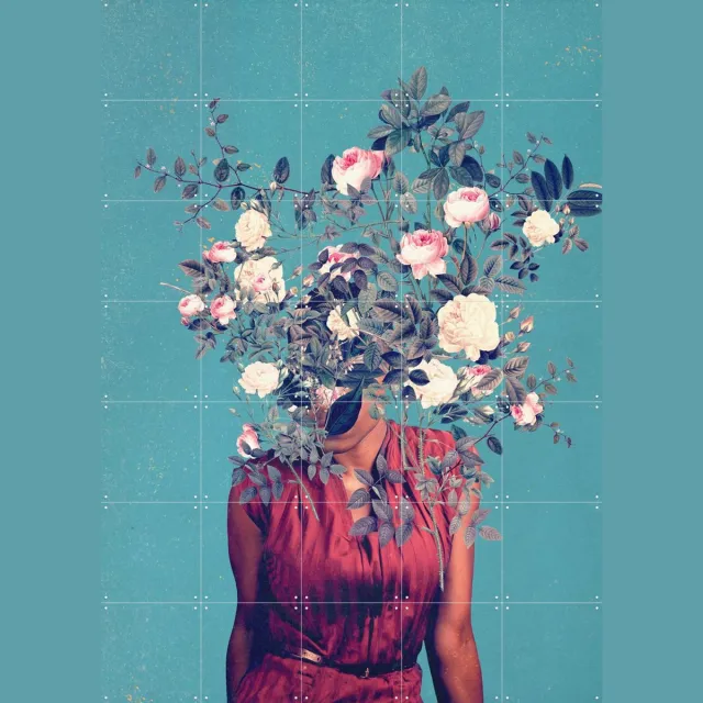 IXXI The First Noon I dreamt of You, Frank Moth - 100 x 140 cm - Grote wanddecoratie en posters - Kleurrijk, Collage, Digitale Kunst, Klassiek Roze