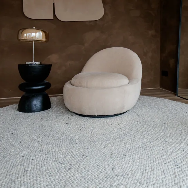 Eva Interior Rond Wollen Vloerkleed Palermo Beige/Grijs Eva Interior - Rond 200 Ø - (L)
