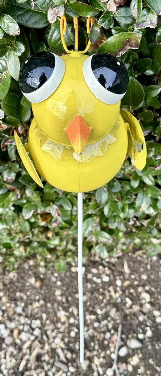 Impuls Metalen deco tuinsteker "vogel" - geel - hoogte 70 x 18 x 2 cm - Tuinaccessoires - Tuindecoratie – Tuinstekers
