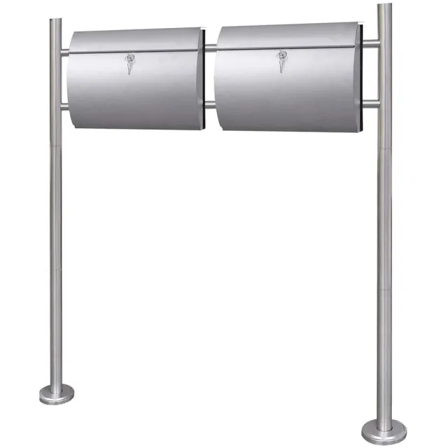 vidaXL Dubbele brievenbus op RVS standaard Zilver