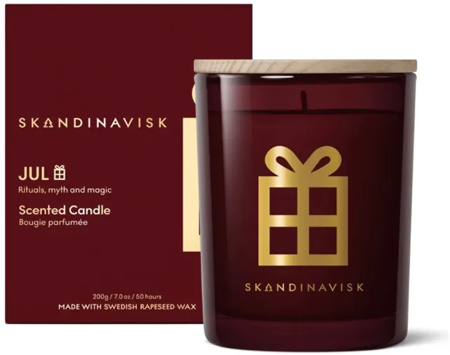Skandinavisk Jul geurkaars 200gr - 50u Gold special edition rood