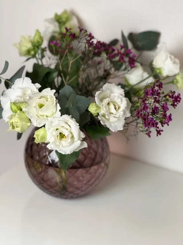 Skloglass Handgemaakte Dahlia bolvaas 18cm - Paars