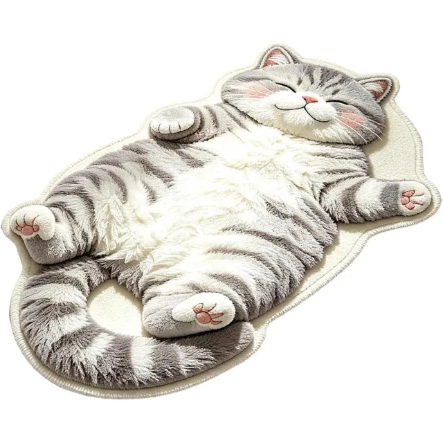 KCVV Deurmat in de vorm van een kat - Kattenvormige huisdierenmat - Entreemat, geschikt voor hallen, gangen en voordeuren - Decoratieve vloermat - 40*60 cm katje