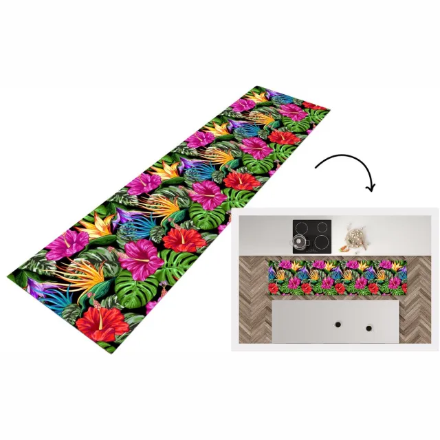 KitchenYeah Keukenloper - Loper keuken - Tropisch - Patronen - Bloemen - Monstera - Keukenloper vinyl multicolor, foto 7