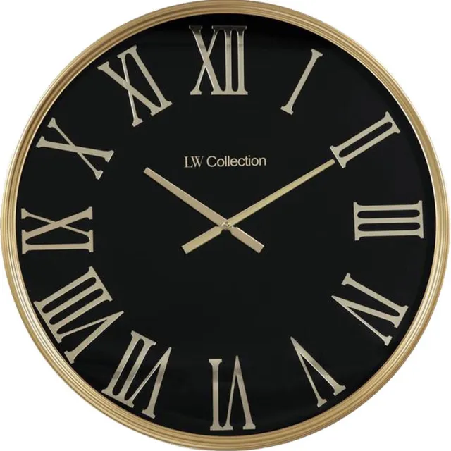 LW collection Wandklok Sierra Goud zwart