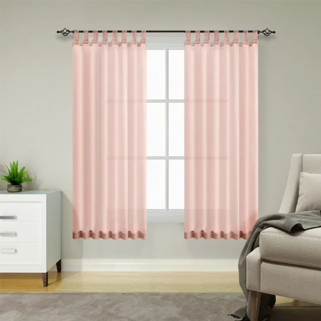 Ibenzoa Transparante Roze Gordijnen voor Slaapkamer en Woonkamer met Lussen, Set van 2, Landelijke Stijl