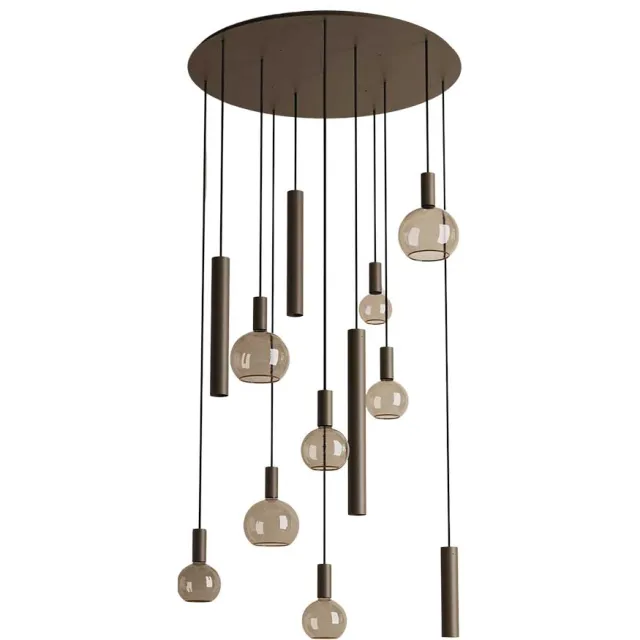 ZTAHL Hanglamp Riva rond 12 lichts platinum