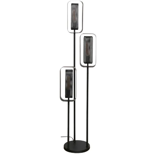 Nest of Nora Vloerlamp Tayla - 3-lichts getrapte vloerlamp - Mesh metaal - Zwart Donkergrijs