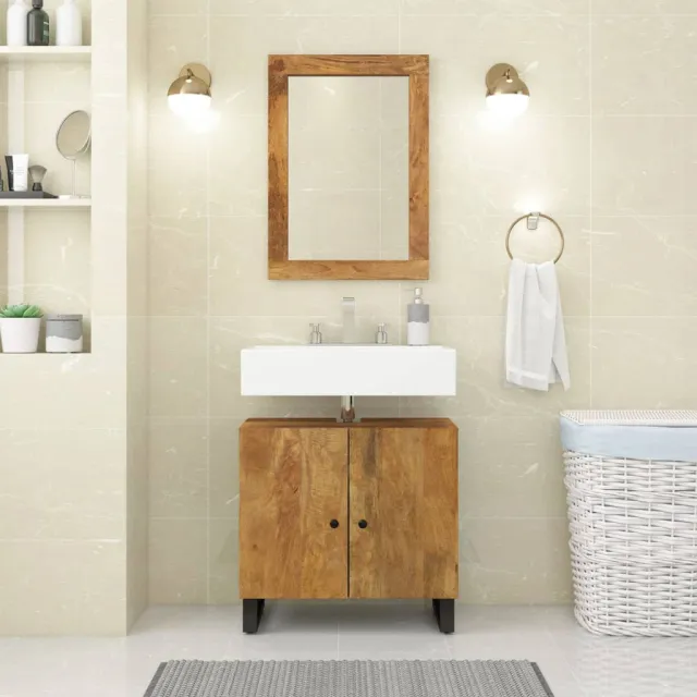 vidaXL Spiegel 70x50 cm massief mangohout en glas bruin