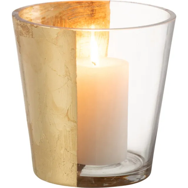 J-Line windlicht boe - glas - transparant/goud - small