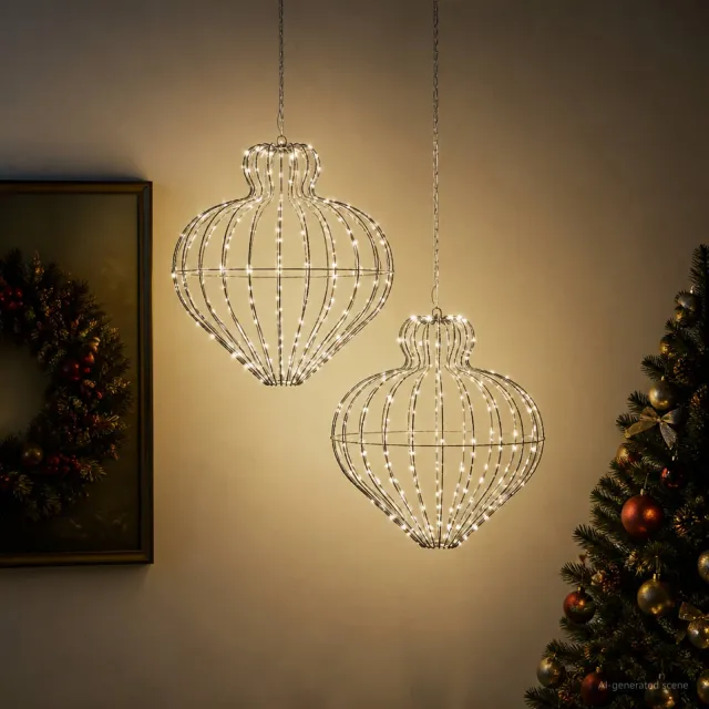 vidaXL Kerst Finial Licht 2 st 384 LED's Koel wit Dia. 40 x 40 cm Koudwit