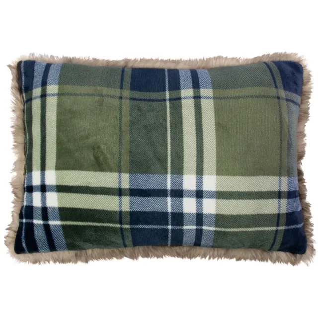 Mars & More Kussen faux fur ruit groen 40x60 cm