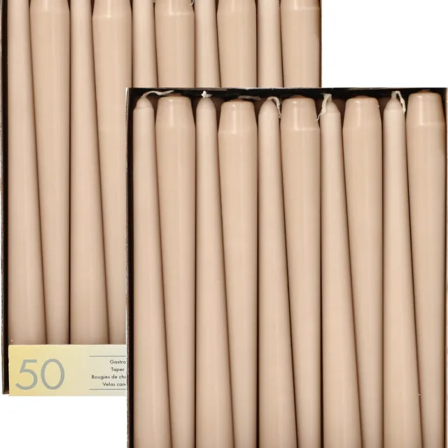 Conpax Candles Dinerkaarsen/kandelaar kaarsen Mega Pack - 100x stuks - taupe - 25 cm - Tafelkaarsen