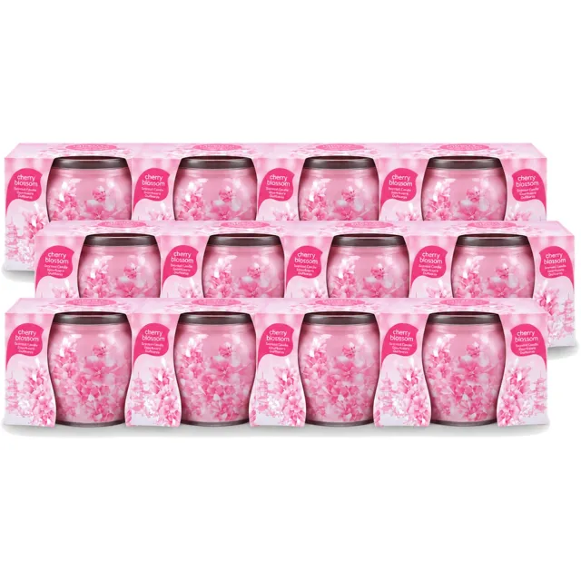 At Home 12 x At Home - Scents - Geurkaars - Cherry Blossom - 70 g - Voordeelverpakking - 12 stuks Roze