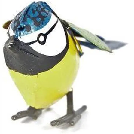 Zimba Arts Floz Design metal art - koolmees - 12,5 x 6 cm - stevig gerecycled metaal - fairtrade uit Zimbabwe blauw