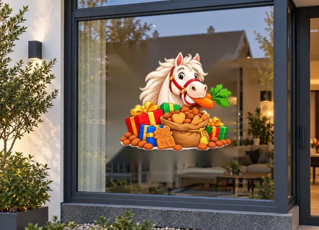 De Stickerman Sinterklaas Raamsticker 75cm Breed Herbruikbaar Weerbestendig (V4) Multi