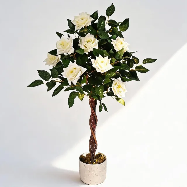 Danky luxe kunstroos - 2 stuks 90cm wit enkelbloem ecologische stengel hoogdetail polyester decoratie