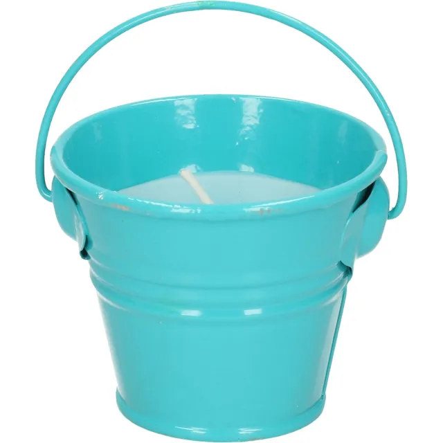 Decoris Citronella kaarsen - in zink potje - set 3x - blauw - 5 branduren