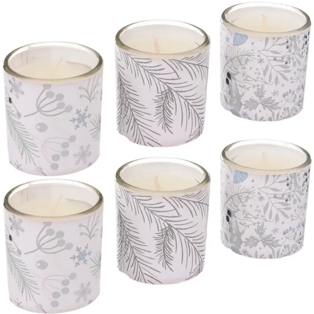 Atmosphera Créateur d'intérieur® Geurkaarsen met feestelijke print, Ø 4,5 cm, 6 stuks. wit