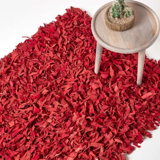 Homescapes Dallas leren tapijt, rood, 150 x 240 cm