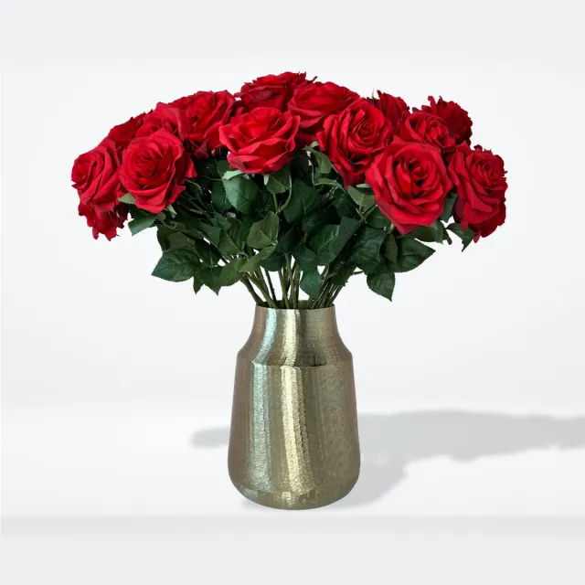 Nova Nature Boeket zijden rozen - Kunstbloemen - rood - 15 stuks - 63cm