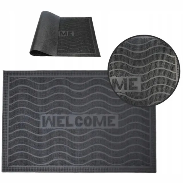 Smart Home Deurmat Rubber 40x60 cm 'Welcome' - Golfpatroon Zwart