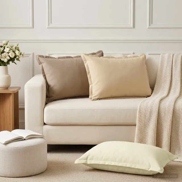 vidaXL Dekenkussen - 2 - st - HOUTEN - Beige - 50 - x - 75 - cm - Polyester, foto 2