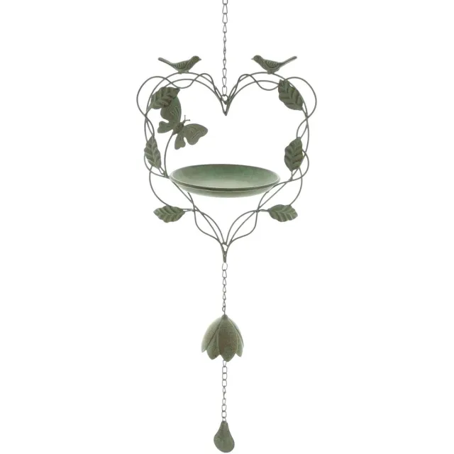 Dream-Garden Vogelbad Little Bell met Ophangketting – Metalen Voederschaal voor Tuinvogels – Groen – 26 x 83 cm groen gemeleerd