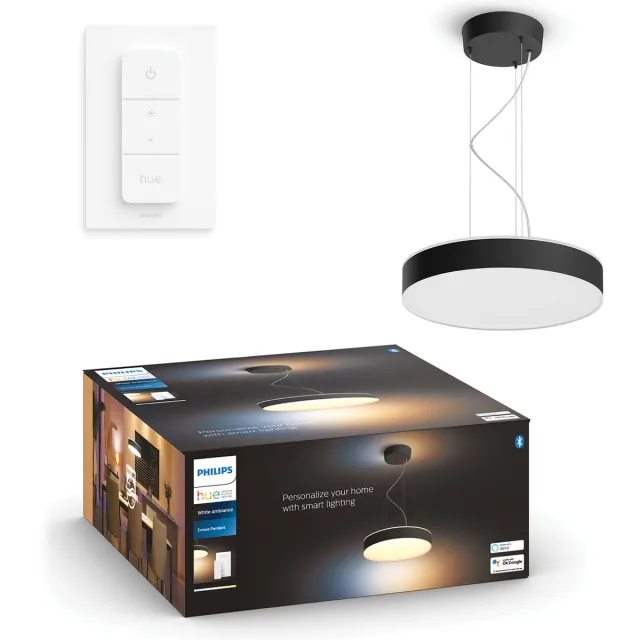 Philips Hue Enrave hanglamp - warm tot koelwit licht - zwart - 1 dimmer switch