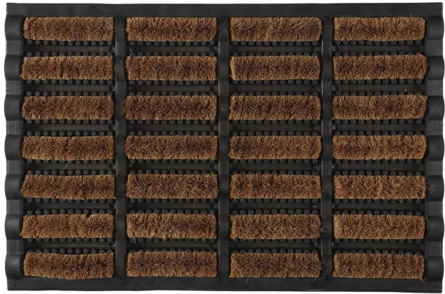HOME DECO FACTORY Deurmat Sevilla - rechthoek - 40 x 60 cm - borstelmat - kokosvezel en rubber Zwart