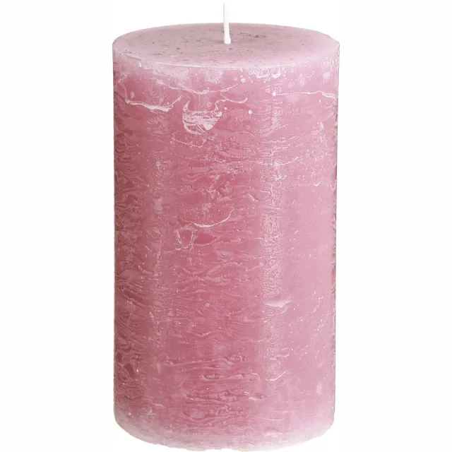 Viana Stoffige rozen pilaarkaarsen 70×120mm, door en door geverfd, set van 4
