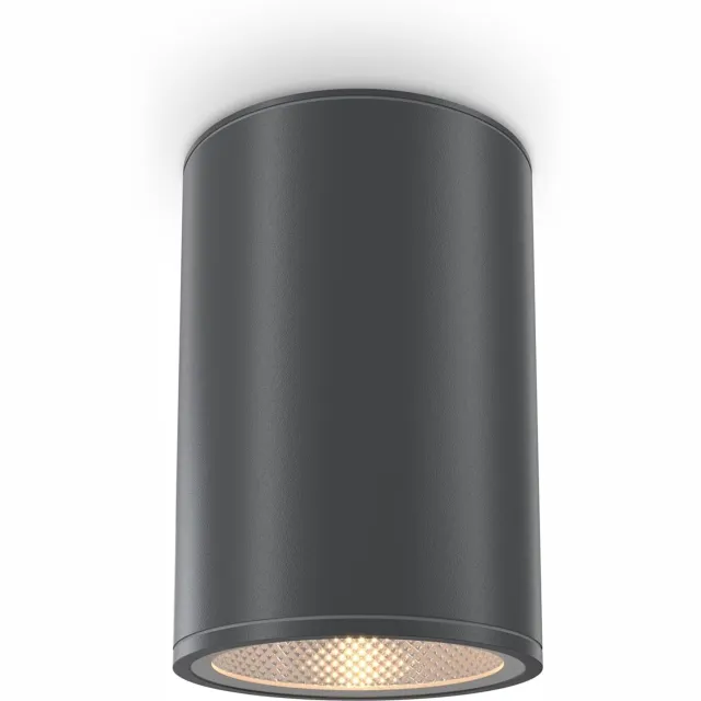 Maytoni LED plafondspot buiten IP65 – grafietgrijs, 12 W, 1300 lm Zwart