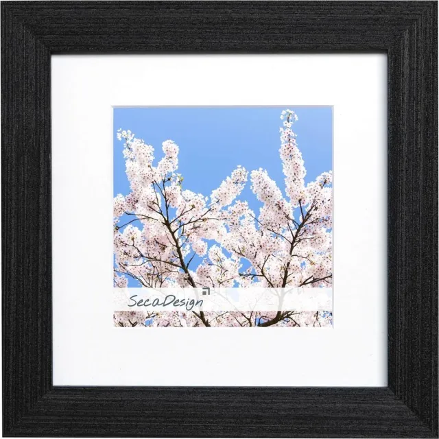 SecaDesign Fino Hout - Fotolijst 30x30 / 20x20 cm fotomaat met passe-partout - Zwart / Antraciet