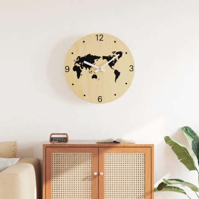 vidaXL Wandklok Ø30 cm bewerkt hout geel en zwart, foto 2