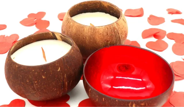 Cocohana Cadeauset – 1 Kokosnootkom & 2 Geurkaarsen Lavendel & Lavendel – Handgemaakt & Duurzaam – Perfect Kerstcadeau, Secret Santa & Cadeau voor de Feestdagen