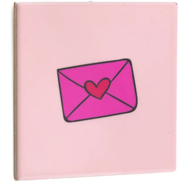 homebound by ky Tegeltje met tekst - Keramisch tegeltje – Envelop met hart – 10×10 cm Multi colour