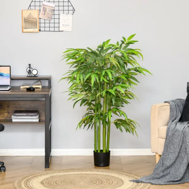 FloraGrace Kunstbamboe Kunstplant 140 Cm In Pot Van Kunststof Groen Realistisch Voor Binnen Onderhoudsvrij Green