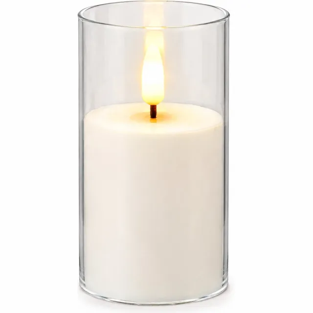 SWGOTA led kaarsen - ivoorkleurige uitvoering met vlamvormige lichtpunt, 5,5 x 10 cm, op 2 AA-batterijen, batterijen niet inbegrepen