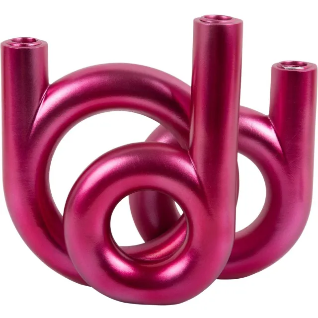 Present Time Kandelaar Rings Medium - Roze - 18x12x20cm - Scandinavisch - Polyresin