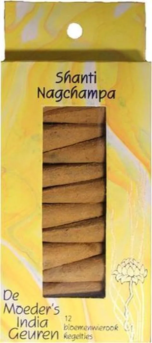 De Moeder's Geuren Wierook Shanti Nagchampa | 12 Bloemenwierook Kegeltjes geel